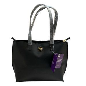 Joy Mangano Clothes It All E*Lite Leather RFID Safe Tote Black - NWT
